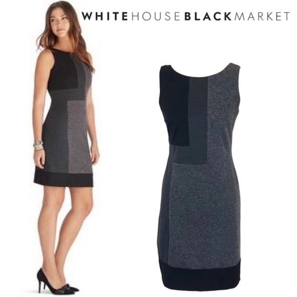 white house black market Dresses & Skirts - WHBM Sleeveless Ponte Tweed Pieced Shift Dress 4